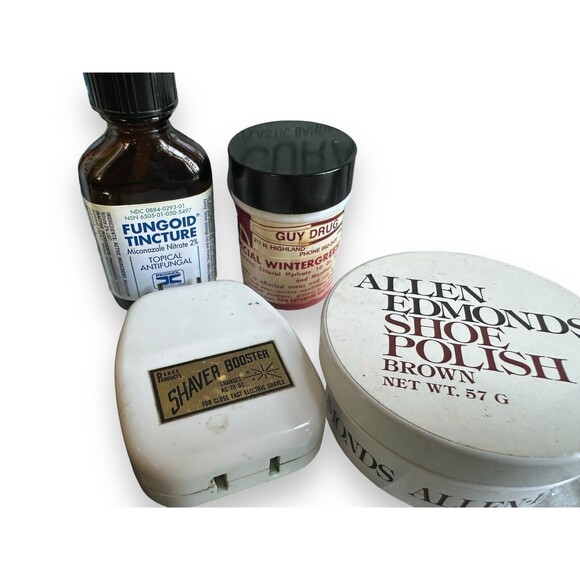 Contents Of Vintage Bathroom Medicine Cabinet Bottles Tins Etc. Staging Props - Picture 3 of 9